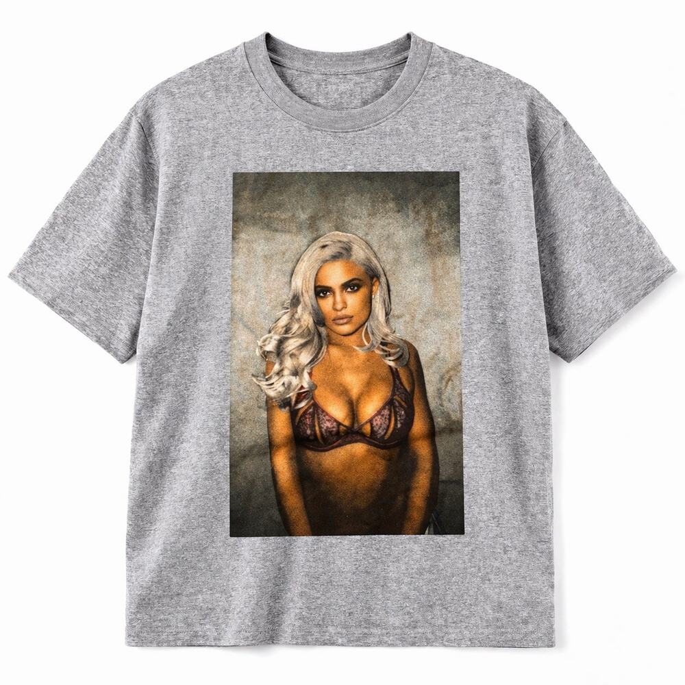 Kylie Jenner T Shirt XXL 2XL Gray Short Sleeve Collection Pinup Photograph